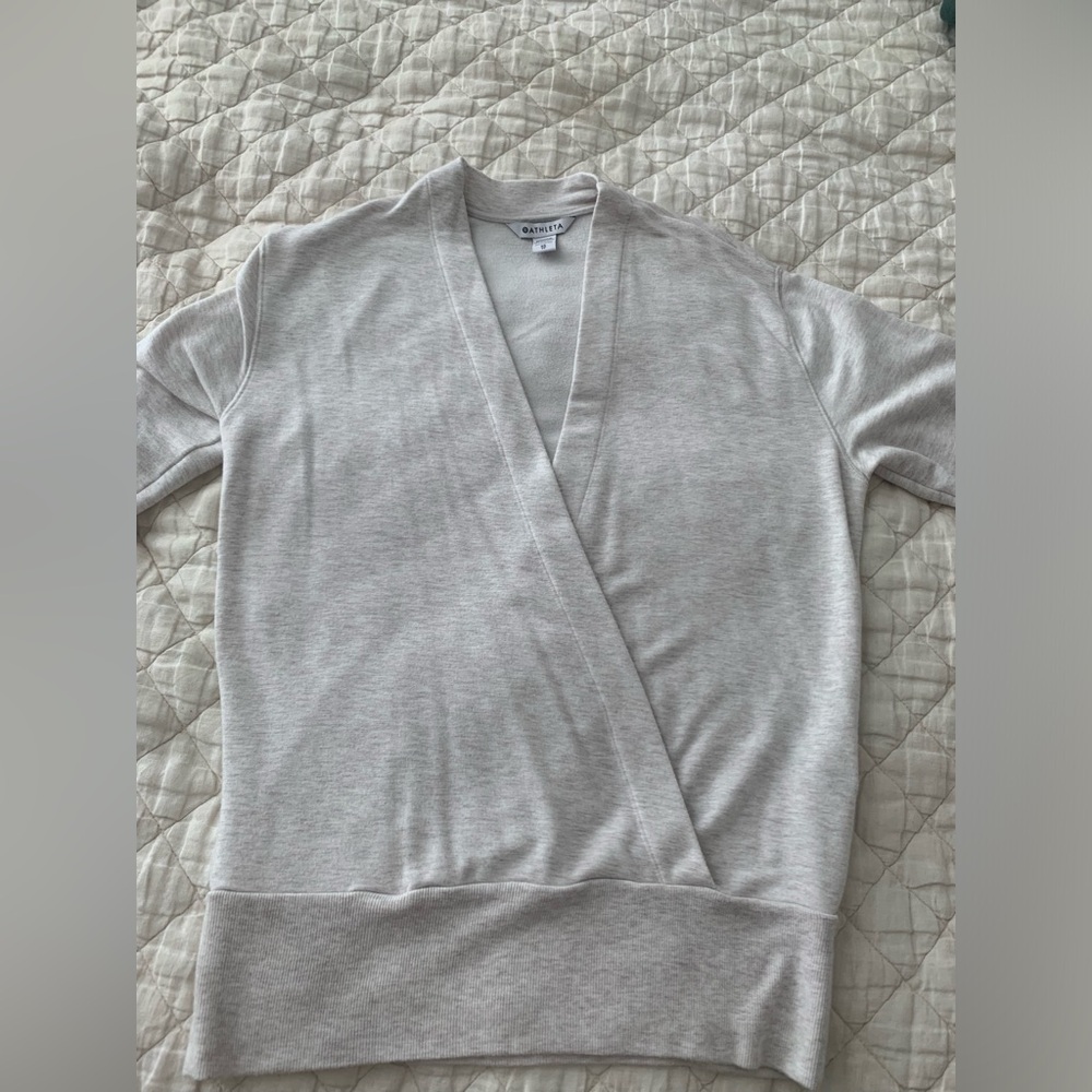 Athleta Purana v-neck wrap sweatshirt- grey XS